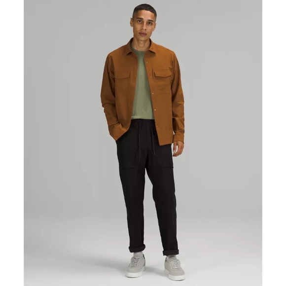 Men's Lululemon Long Sleeve overshirt Brown Casual Button Down Medium - Picture 2 of 7